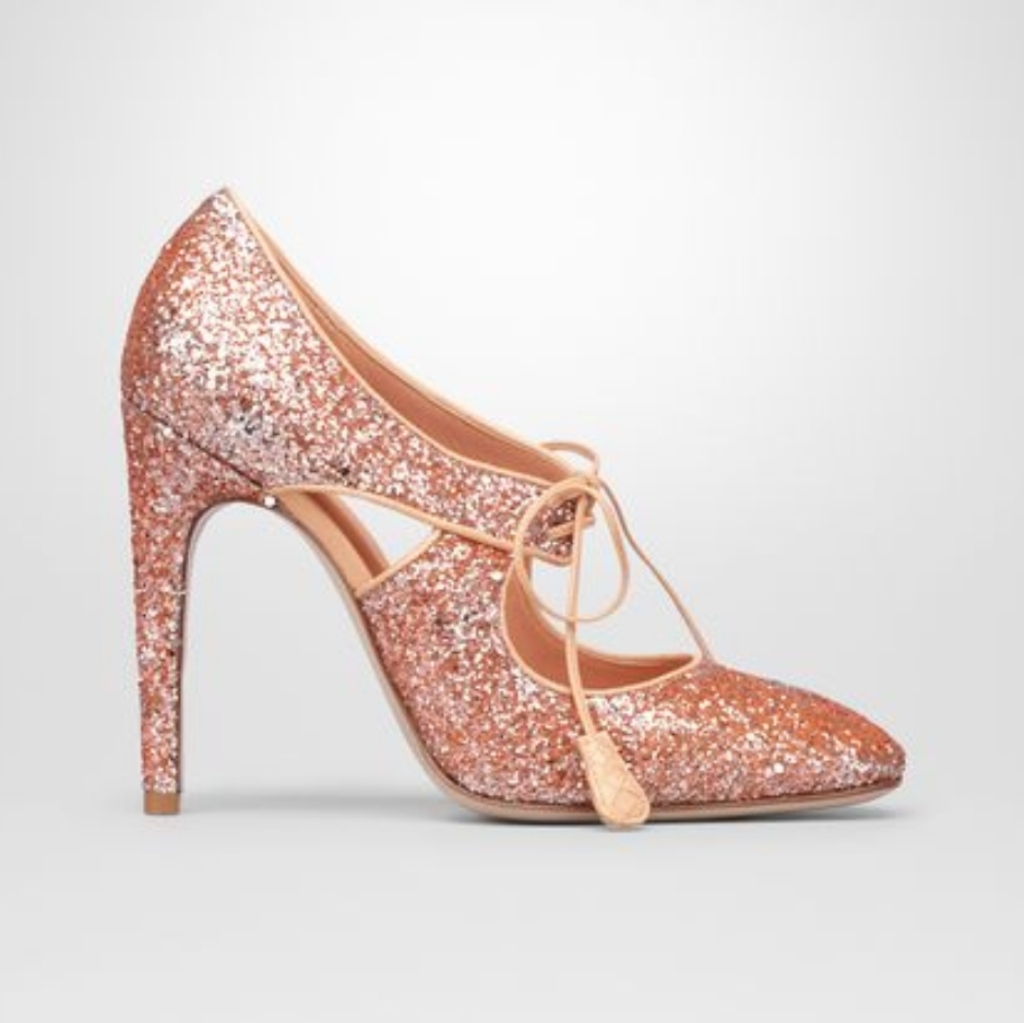 Authentic Bottega Veneta Flamingo Glitter Pumps